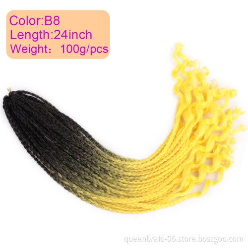 SMARTBRAID Wave Crochet Hair 24Inch Goddess Box Braids Crochet Braid Hair Extensions Ombre Synthetic Box Looped With Curly End